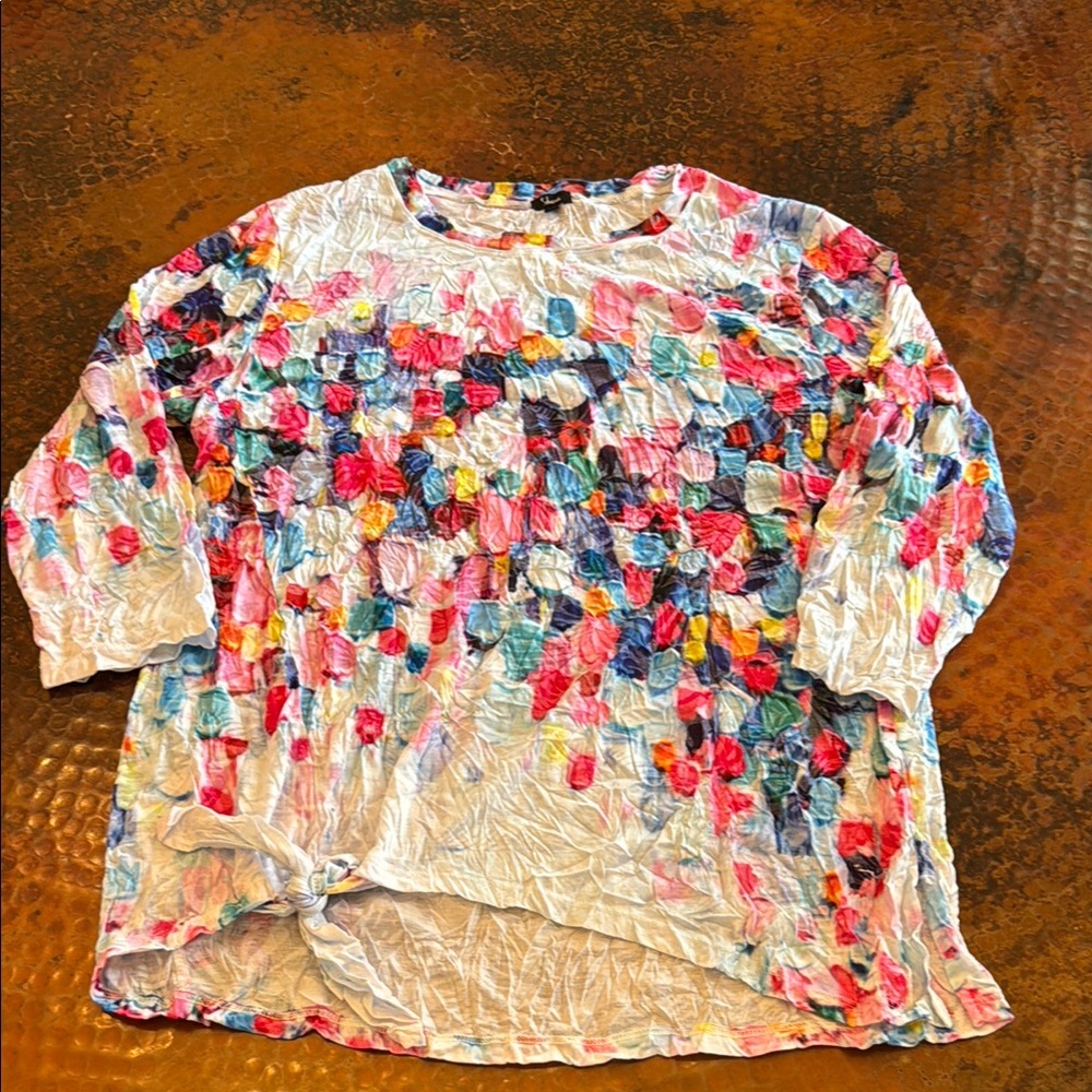 Shana Ladies Multicolor Crinkled Blouse Size Large